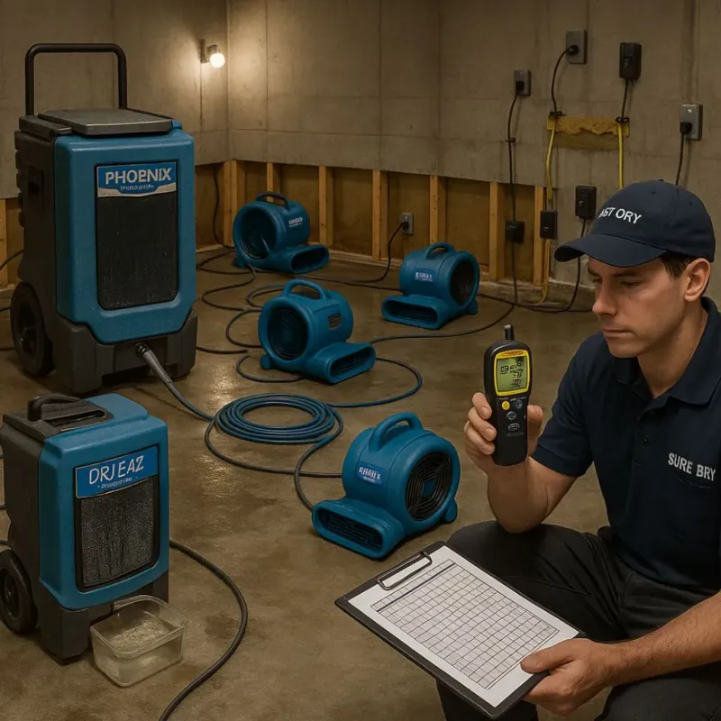 Structural Drying and Dehumidification process in Watchung, NJ